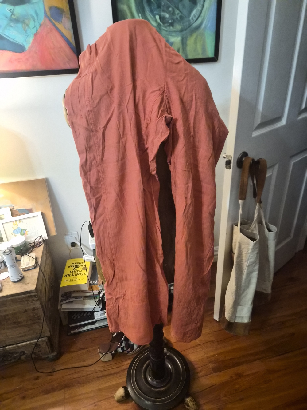 Free People Wide-Leg Linen-Blend Pants in Rust